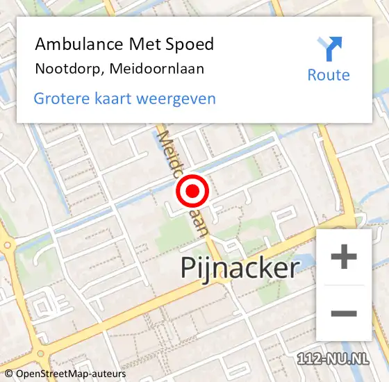 Locatie op kaart van de 112 melding: Ambulance Met Spoed Naar Nootdorp, Meidoornlaan op 28 mei 2024 13:55