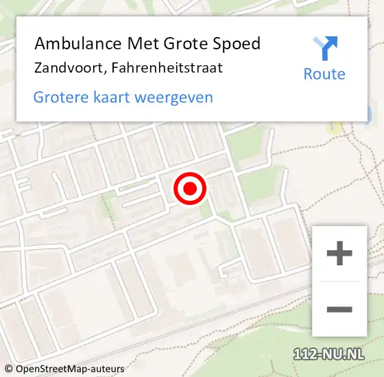 Locatie op kaart van de 112 melding: Ambulance Met Grote Spoed Naar Zandvoort, Fahrenheitstraat op 28 mei 2024 14:08