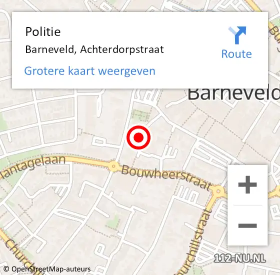 Locatie op kaart van de 112 melding: Politie Barneveld, Achterdorpstraat op 28 mei 2024 14:08