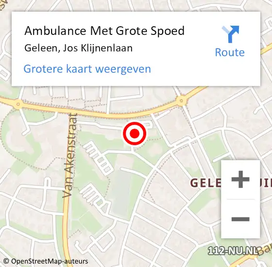 Locatie op kaart van de 112 melding: Ambulance Met Grote Spoed Naar Geleen, Jos Klijnenlaan op 28 mei 2024 14:11