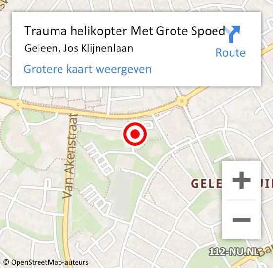 Locatie op kaart van de 112 melding: Trauma helikopter Met Grote Spoed Naar Geleen, Jos Klijnenlaan op 28 mei 2024 14:14