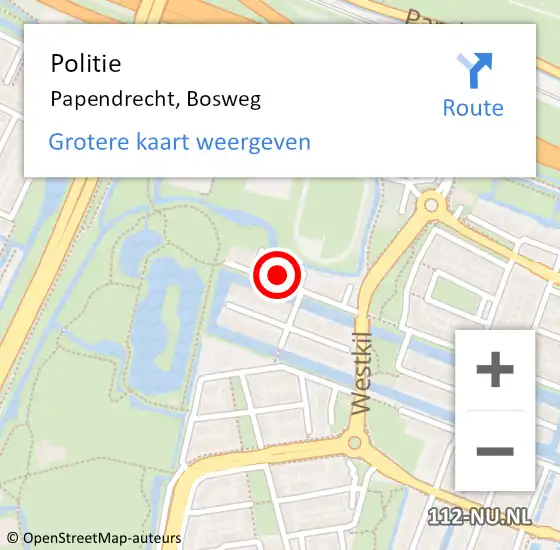 Locatie op kaart van de 112 melding: Politie Papendrecht, Bosweg op 28 mei 2024 14:14