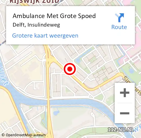 Locatie op kaart van de 112 melding: Ambulance Met Grote Spoed Naar Delft, Insulindeweg op 28 mei 2024 14:16