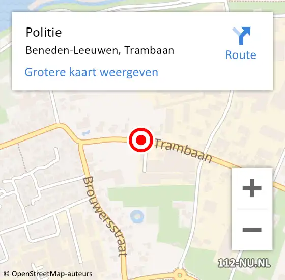 Locatie op kaart van de 112 melding: Politie Beneden-Leeuwen, Trambaan op 7 oktober 2014 13:46