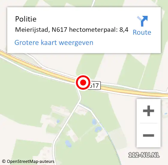 Locatie op kaart van de 112 melding: Politie Meierijstad, N617 hectometerpaal: 8,4 op 28 mei 2024 14:33