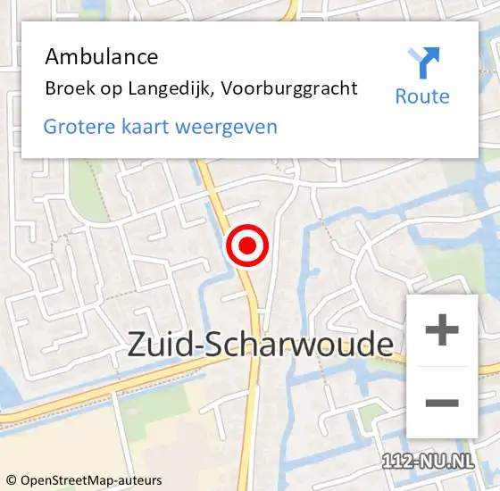 Locatie op kaart van de 112 melding: Ambulance Broek op Langedijk, Voorburggracht op 28 mei 2024 14:44