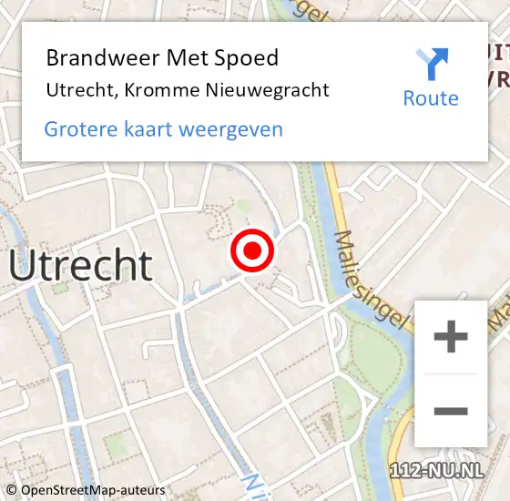 Locatie op kaart van de 112 melding: Brandweer Met Spoed Naar Utrecht, Kromme Nieuwegracht op 28 mei 2024 14:45