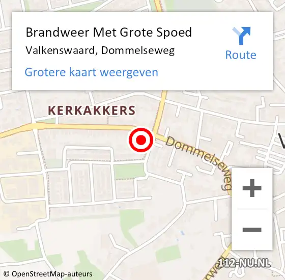 Locatie op kaart van de 112 melding: Brandweer Met Grote Spoed Naar Valkenswaard, Dommelseweg op 28 mei 2024 14:45