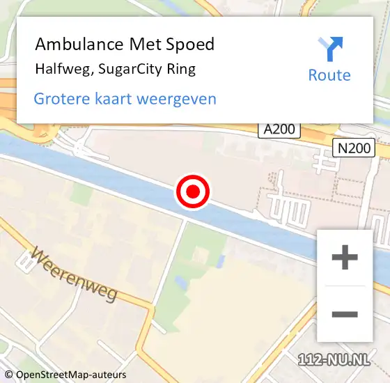 Locatie op kaart van de 112 melding: Ambulance Met Spoed Naar Halfweg, SugarCity Ring op 28 mei 2024 14:54