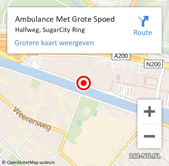 Locatie op kaart van de 112 melding: Ambulance Met Grote Spoed Naar Halfweg, SugarCity Ring op 28 mei 2024 14:55