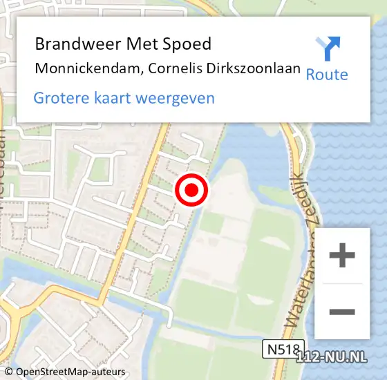 Locatie op kaart van de 112 melding: Brandweer Met Spoed Naar Monnickendam, Cornelis Dirkszoonlaan op 28 mei 2024 14:59