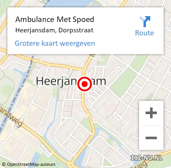 Locatie op kaart van de 112 melding: Ambulance Met Spoed Naar Heerjansdam, Dorpsstraat op 28 mei 2024 15:01