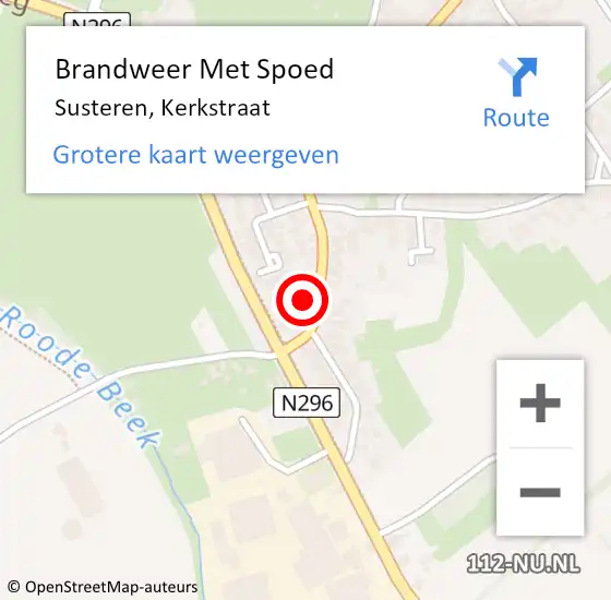 Locatie op kaart van de 112 melding: Brandweer Met Spoed Naar Susteren, Kerkstraat op 28 mei 2024 15:02