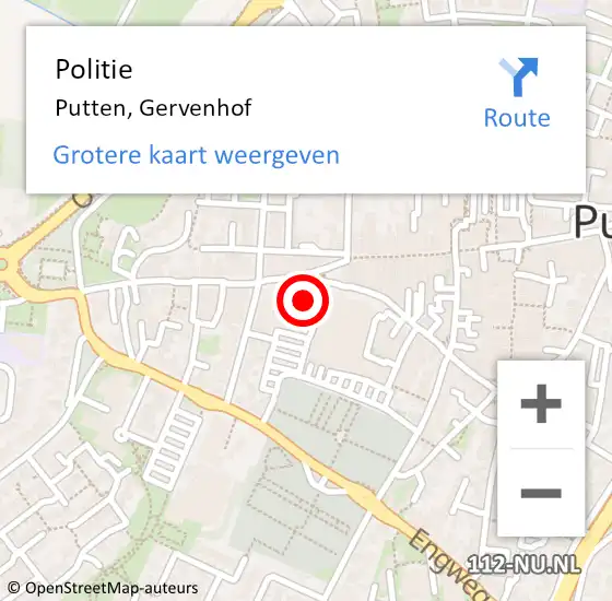 Locatie op kaart van de 112 melding: Politie Putten, Gervenhof op 28 mei 2024 15:21