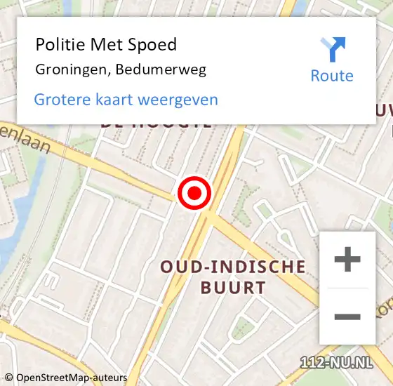 Locatie op kaart van de 112 melding: Politie Met Spoed Naar Groningen, Bedumerweg op 28 mei 2024 15:47