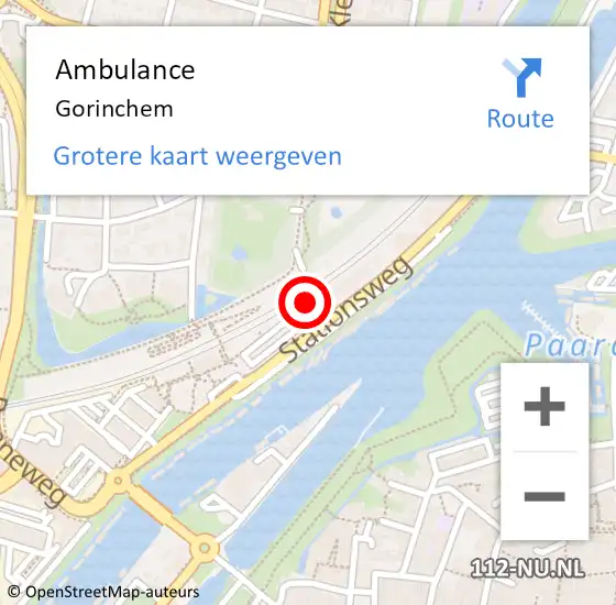 Locatie op kaart van de 112 melding: Ambulance Gorinchem op 28 mei 2024 16:02