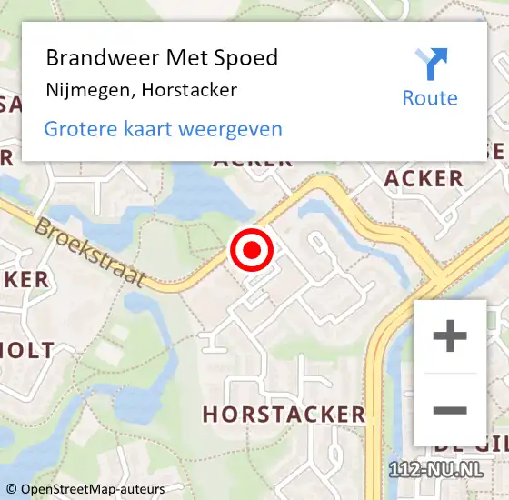 Locatie op kaart van de 112 melding: Brandweer Met Spoed Naar Nijmegen, Horstacker op 28 mei 2024 16:02