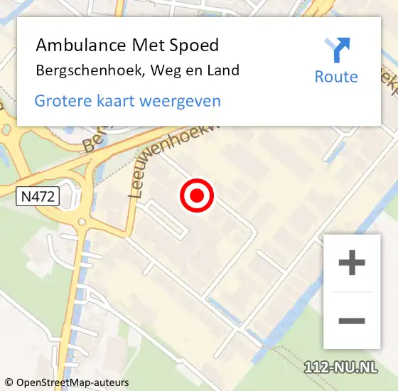 Locatie op kaart van de 112 melding: Ambulance Met Spoed Naar Bergschenhoek, Weg en Land op 28 mei 2024 16:42