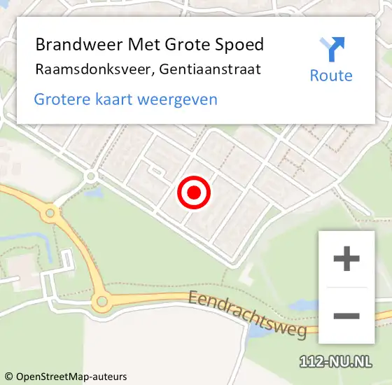 Locatie op kaart van de 112 melding: Brandweer Met Grote Spoed Naar Raamsdonksveer, Gentiaanstraat op 28 mei 2024 16:48