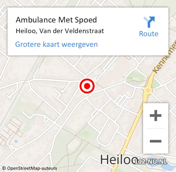 Locatie op kaart van de 112 melding: Ambulance Met Spoed Naar Heiloo, Van der Veldenstraat op 28 mei 2024 16:54