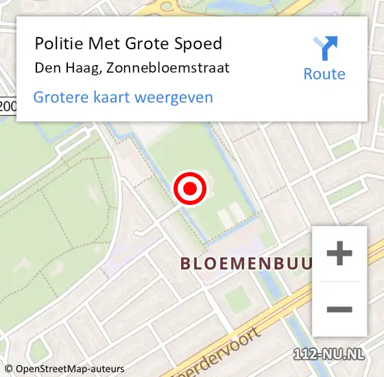 Locatie op kaart van de 112 melding: Politie Met Grote Spoed Naar Den Haag, Zonnebloemstraat op 28 mei 2024 17:01