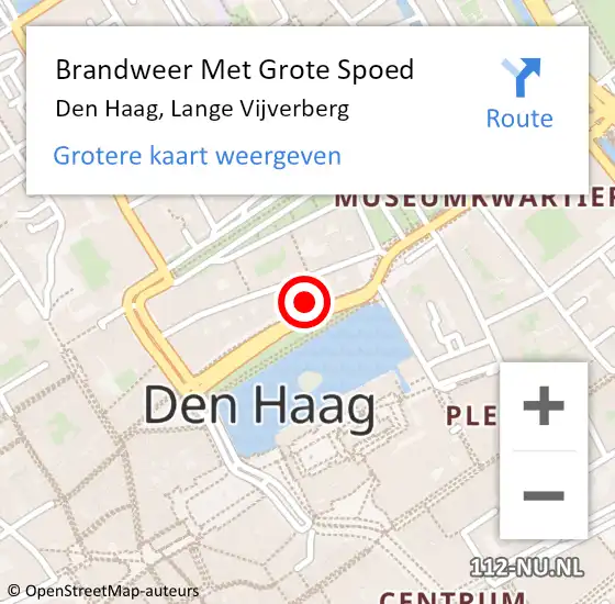 Locatie op kaart van de 112 melding: Brandweer Met Grote Spoed Naar Den Haag, Lange Vijverberg op 28 mei 2024 17:02