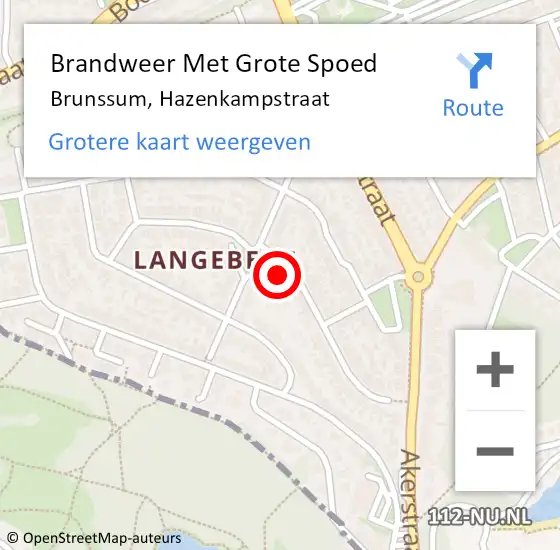 Locatie op kaart van de 112 melding: Brandweer Met Grote Spoed Naar Brunssum, Hazenkampstraat op 28 mei 2024 17:08