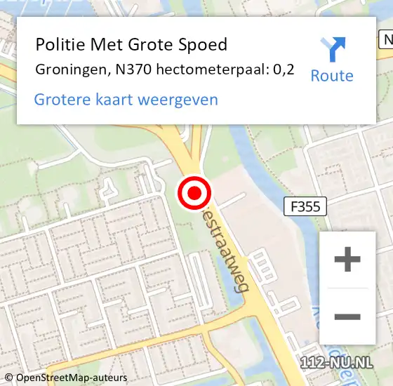 Locatie op kaart van de 112 melding: Politie Met Grote Spoed Naar Groningen, N370 hectometerpaal: 0,2 op 28 mei 2024 17:12