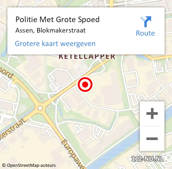 Locatie op kaart van de 112 melding: Politie Met Grote Spoed Naar Assen, Blokmakerstraat op 28 mei 2024 17:12