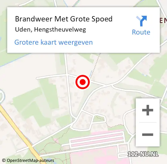 Locatie op kaart van de 112 melding: Brandweer Met Grote Spoed Naar Uden, Hengstheuvelweg op 28 mei 2024 17:25