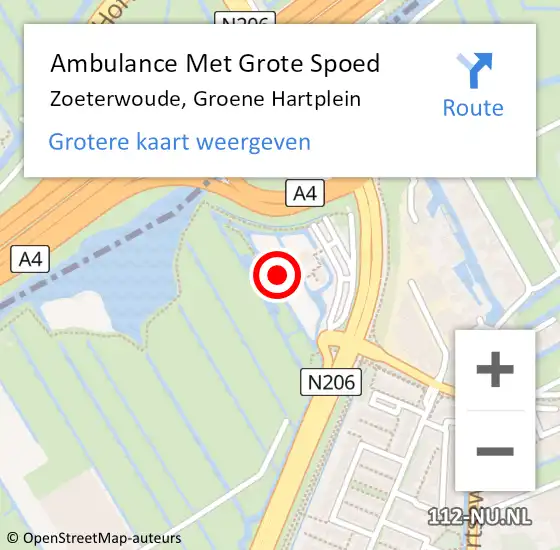 Locatie op kaart van de 112 melding: Ambulance Met Grote Spoed Naar Zoeterwoude, Groene Hartplein op 28 mei 2024 17:31