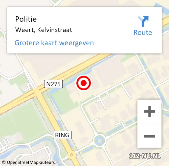 Locatie op kaart van de 112 melding: Politie Weert, Kelvinstraat op 28 mei 2024 17:37