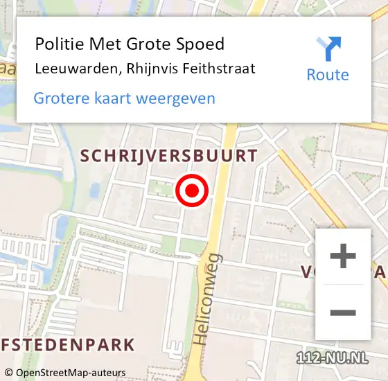 Locatie op kaart van de 112 melding: Politie Met Grote Spoed Naar Leeuwarden, Rhijnvis Feithstraat op 28 mei 2024 17:38