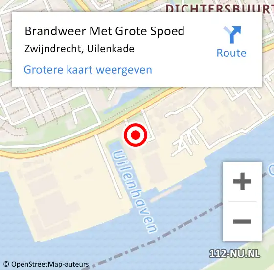 Locatie op kaart van de 112 melding: Brandweer Met Grote Spoed Naar Zwijndrecht, Uilenkade op 28 mei 2024 17:45