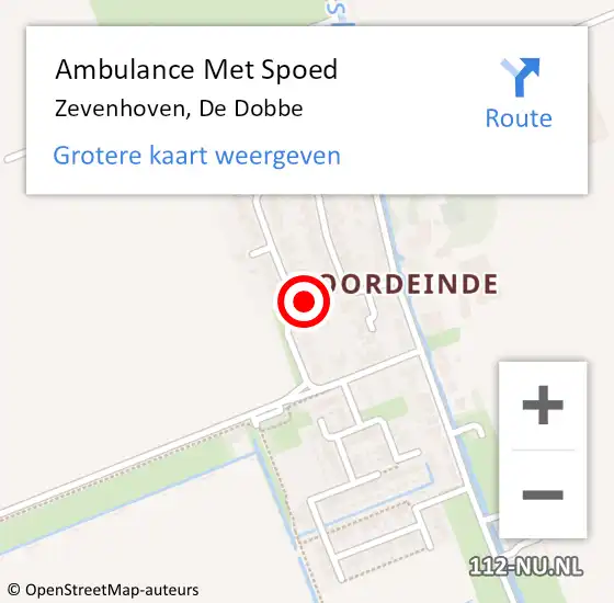 Locatie op kaart van de 112 melding: Ambulance Met Spoed Naar Zevenhoven, De Dobbe op 28 mei 2024 18:06