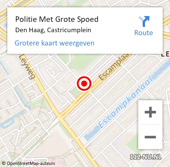 Locatie op kaart van de 112 melding: Politie Met Grote Spoed Naar Den Haag, Castricumplein op 28 mei 2024 18:20