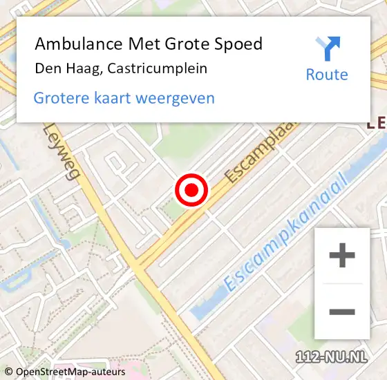 Locatie op kaart van de 112 melding: Ambulance Met Grote Spoed Naar Den Haag, Castricumplein op 28 mei 2024 18:20