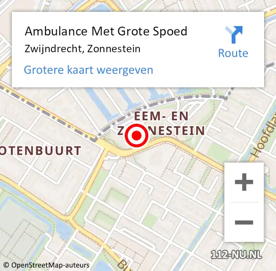 Locatie op kaart van de 112 melding: Ambulance Met Grote Spoed Naar Zwijndrecht, Zonnestein op 28 mei 2024 18:26