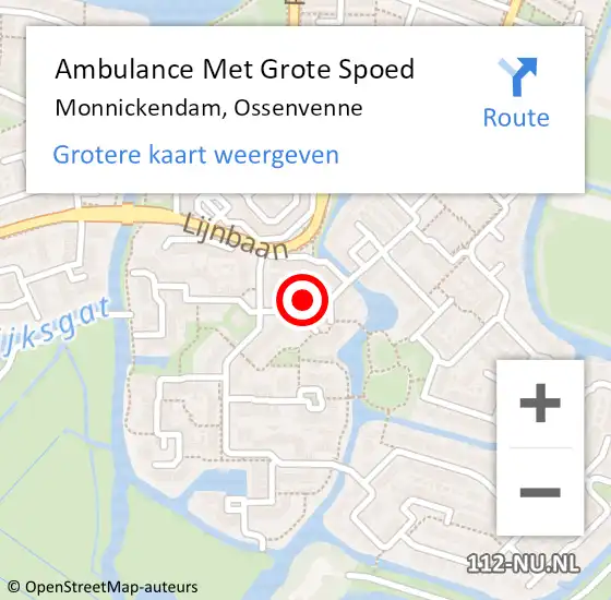 Locatie op kaart van de 112 melding: Ambulance Met Grote Spoed Naar Monnickendam, Ossenvenne op 28 mei 2024 19:09