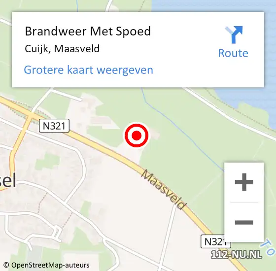 Locatie op kaart van de 112 melding: Brandweer Met Spoed Naar Cuijk, Maasveld op 28 mei 2024 19:15