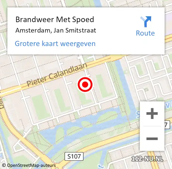 Locatie op kaart van de 112 melding: Brandweer Met Spoed Naar Amsterdam, Jan Smitstraat op 28 mei 2024 19:25