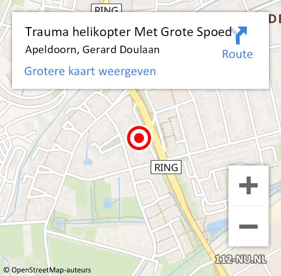 Locatie op kaart van de 112 melding: Trauma helikopter Met Grote Spoed Naar Apeldoorn, Gerard Doulaan op 28 mei 2024 19:26