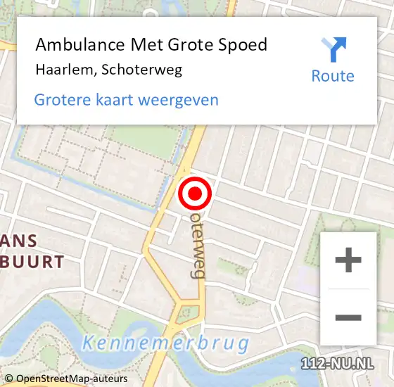 Locatie op kaart van de 112 melding: Ambulance Met Grote Spoed Naar Haarlem, Schoterweg op 28 mei 2024 19:31