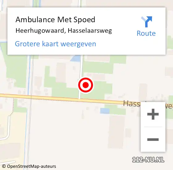 Locatie op kaart van de 112 melding: Ambulance Met Spoed Naar Heerhugowaard, Hasselaarsweg op 28 mei 2024 19:34