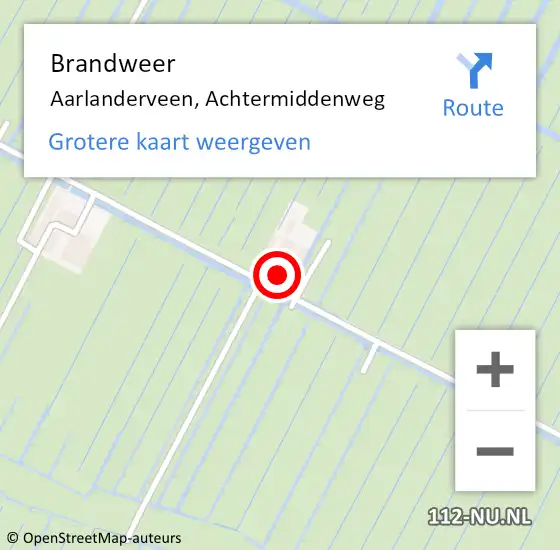 Locatie op kaart van de 112 melding: Brandweer Aarlanderveen, Achtermiddenweg op 28 mei 2024 19:41