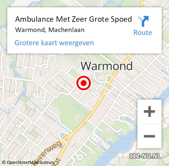 Locatie op kaart van de 112 melding: Ambulance Met Zeer Grote Spoed Naar Warmond, Machenlaan op 28 mei 2024 19:46