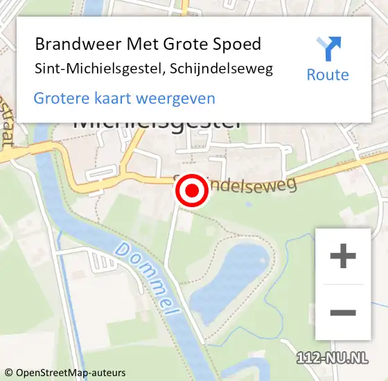Locatie op kaart van de 112 melding: Brandweer Met Grote Spoed Naar Sint-Michielsgestel, Schijndelseweg op 28 mei 2024 19:56