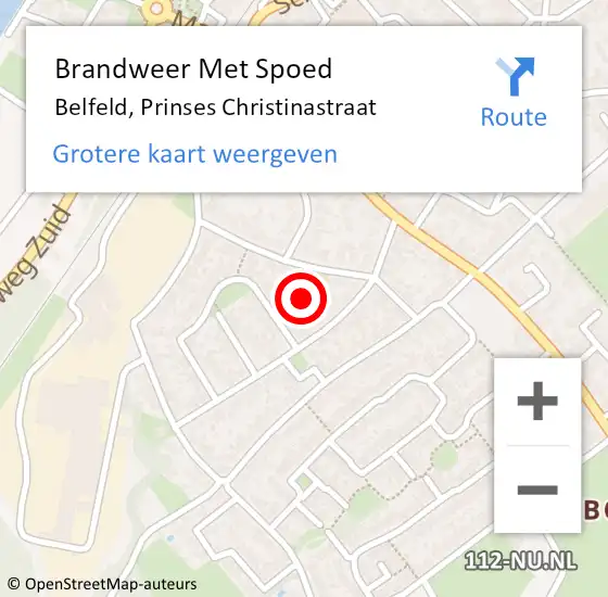 Locatie op kaart van de 112 melding: Brandweer Met Spoed Naar Belfeld, Prinses Christinastraat op 28 mei 2024 19:58