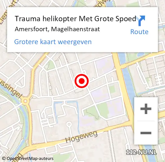 Locatie op kaart van de 112 melding: Trauma helikopter Met Grote Spoed Naar Amersfoort, Magelhaenstraat op 28 mei 2024 20:02