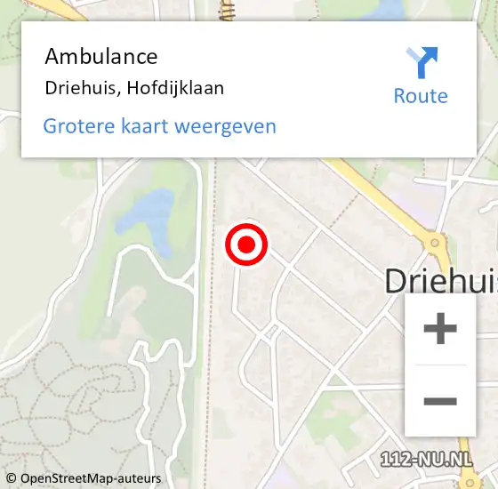 Locatie op kaart van de 112 melding: Ambulance Driehuis, Hofdijklaan op 28 mei 2024 20:08